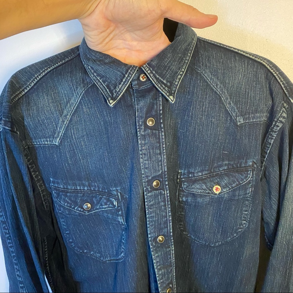 45 RPM made in Japan denim shirt size 5 (XL I believe)